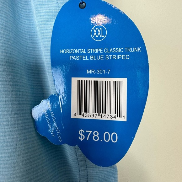 Mr. Swim Pastel Blue Striped Technical Swim Short NWT Size 2XL - Picture 8 of 9